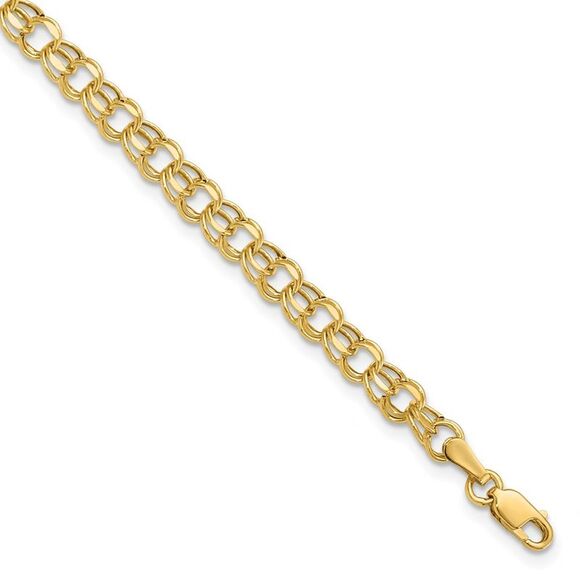 14k Yellow Gold 6in 4.5mm Hollow Double Link Charm Bracelet,All Products : American Fashion Style Bags On Sale